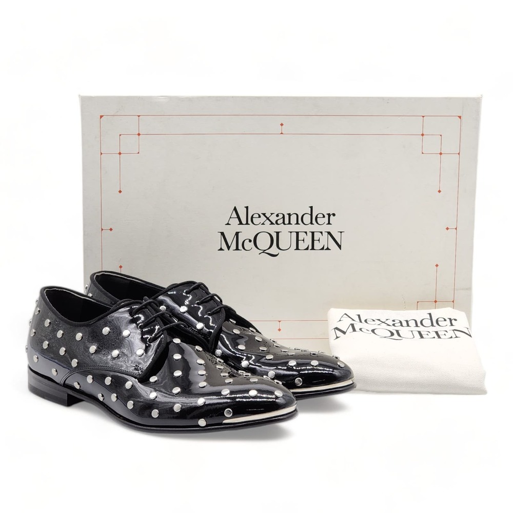 Alexander McQueen Patent Leather Men's Studded Derby Shoes $1150